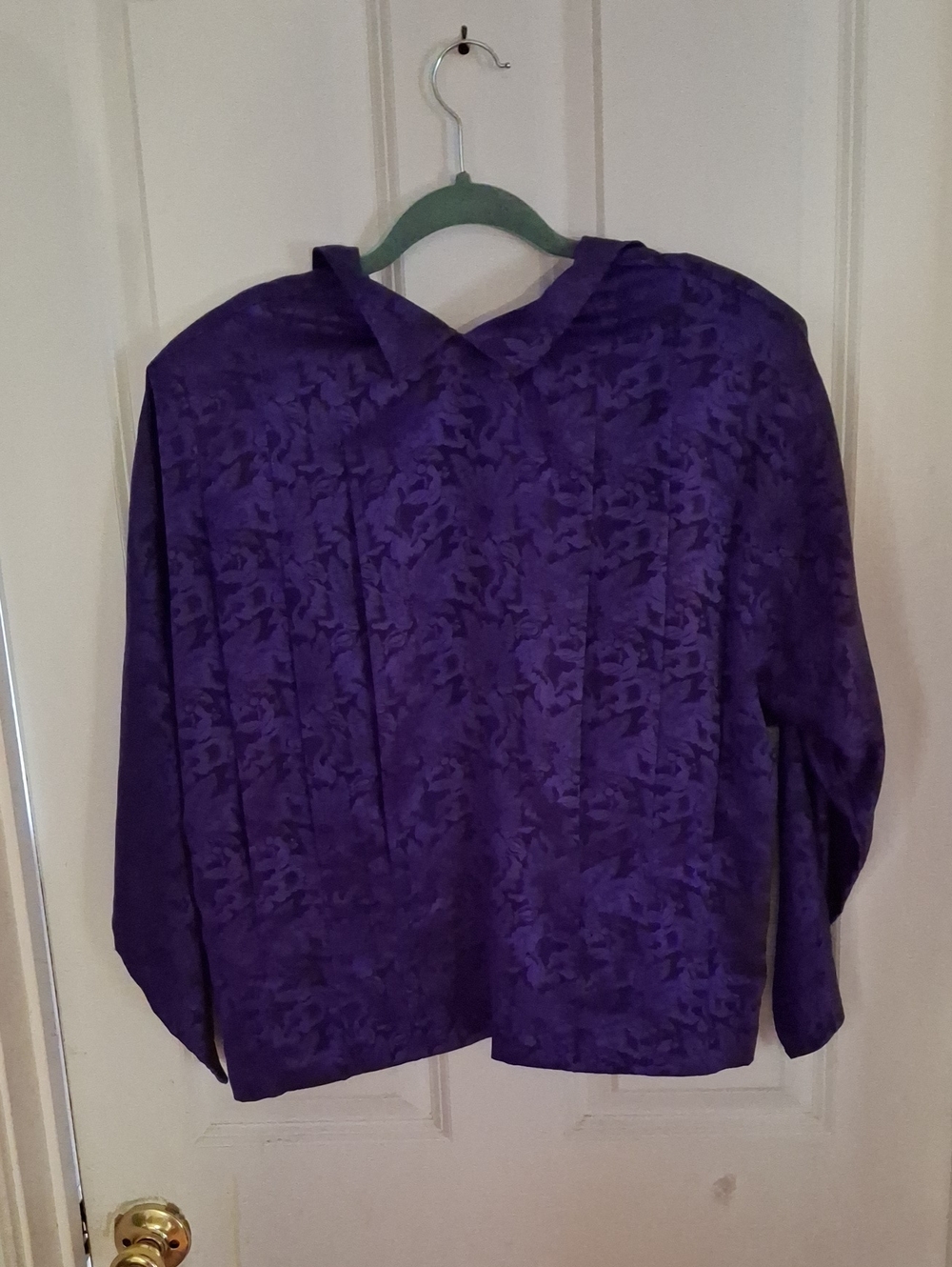 Classic Purple Button-Down Textured Blouse